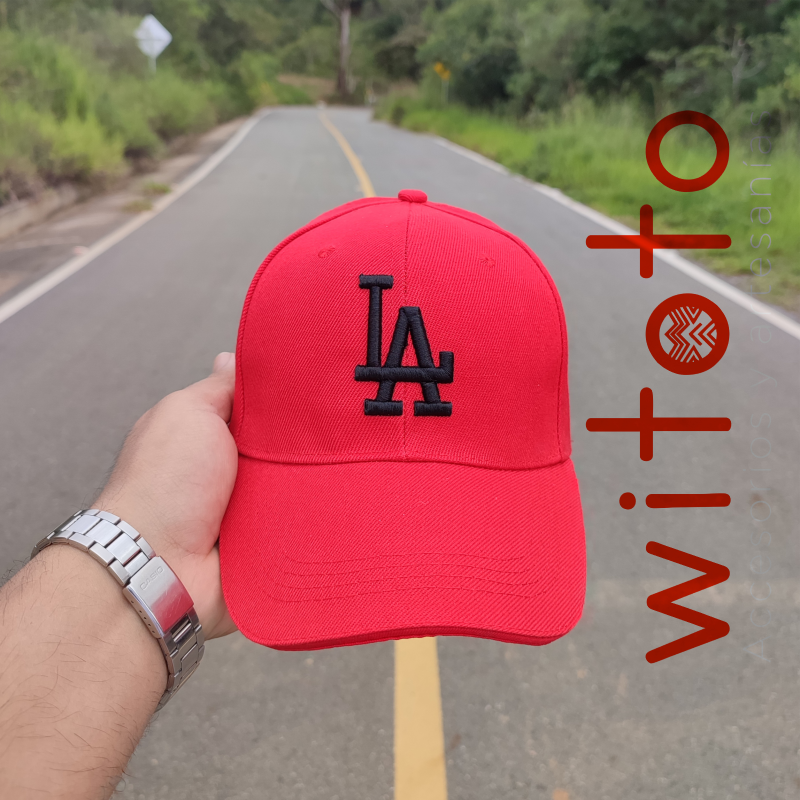 GORRA LOS ANGELES ROJA LOGO NEGRO